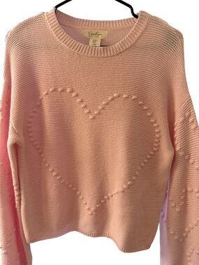 Jessica Simpson Blush Pink Heart Crew Neck Sweater